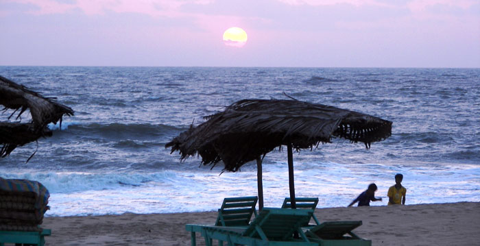 ▲ 석양이 아름다운 인도 고아 해변의 저물녘 풍경.