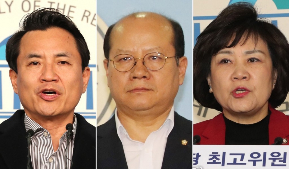 왼쪽부터 자유한국당 김진태, 이종명, 김순례 의원 .
