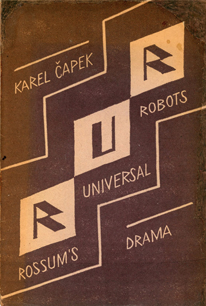 1920년에 출판된 차페크의 희곡 로숨의 유니버설 로봇의 표지