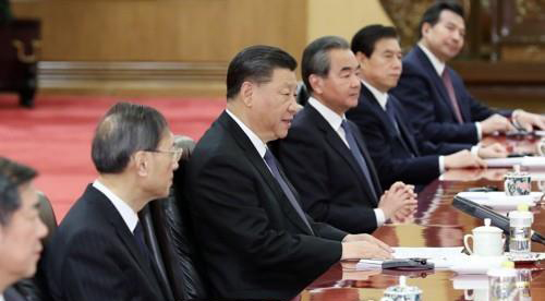 시진핑 중국 국가주석이 23일 베이징 인민대회당에서 문재인 대통령과 정상회담을 하고 있다.