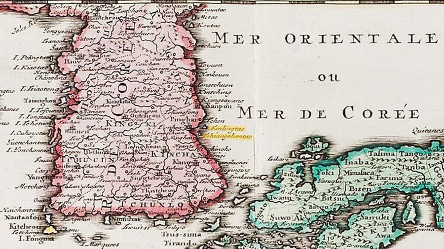 네덜란드 지도출판자이자 서적상인 얀 바렌드 엘웨(1746~1816)가 1792년 제작한 '동아시아 지도' . /동북아역사재단 제공 